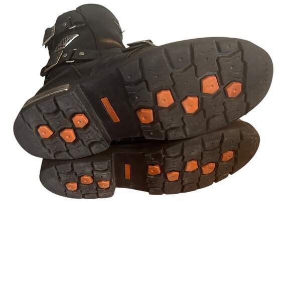 Harley Davidson Rare Fury Trunk Logo Black Leather Biker Boots Sz 10W Goth Punk - Picture 4 of 11